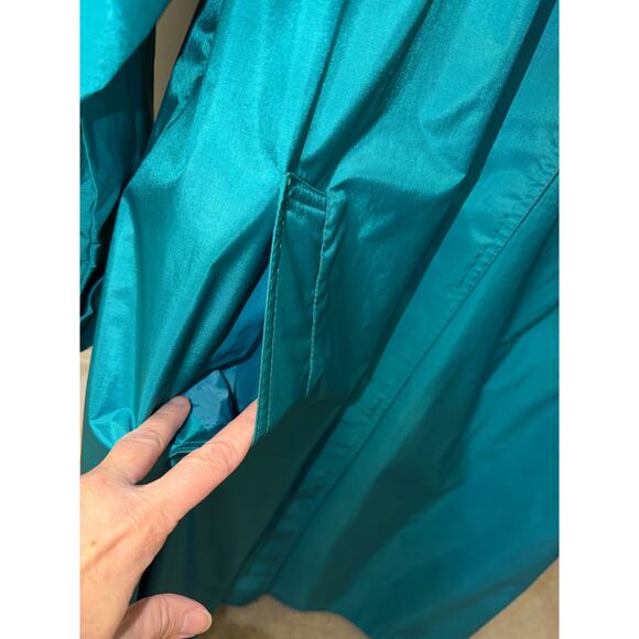 Vintage 80s Jewel Teal Trench Coat Rain Jacket Women's Size 6 Ashton Cove Rare - Picture 5 of 6